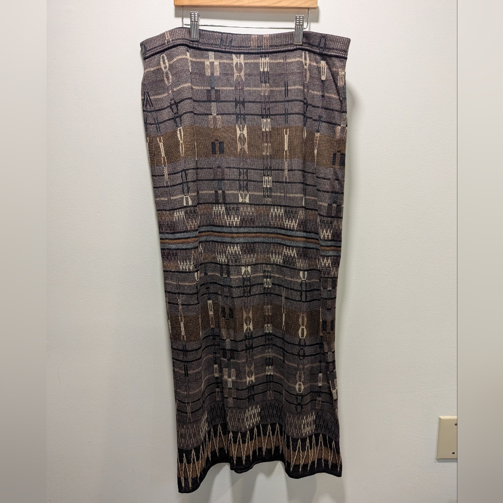Peruvian Connection Women's Geometric Maxi Skirt Size XL Bohemian Luxury Chic
